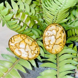 Extravagant and extraordinary  VINTAGE clips earrings  with shell